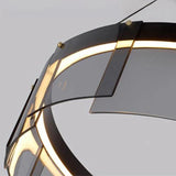 Black Glass Circle Living Room Pendant Light - Clowas