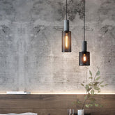 Industrial Black Clear Glass Pendant Light