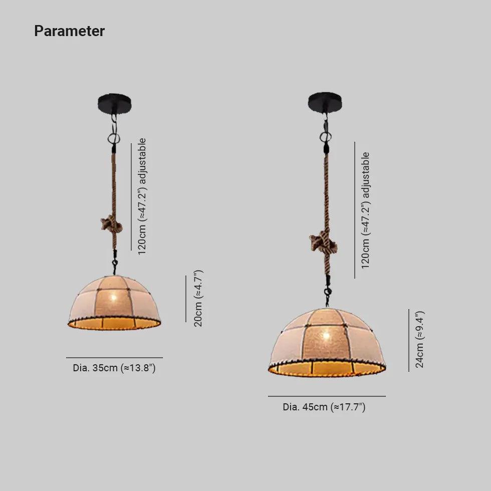 Semi-Circular Fabric Shade Vintage Pendant Light - Clowas