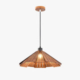 Iron Umbrella Dining Room Wooden Pendant Light - Clowas