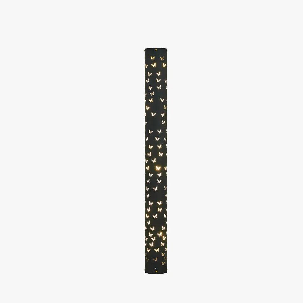 Cylindrical Butterfly Hollow Metal Black Floor Lamp - Clowas
