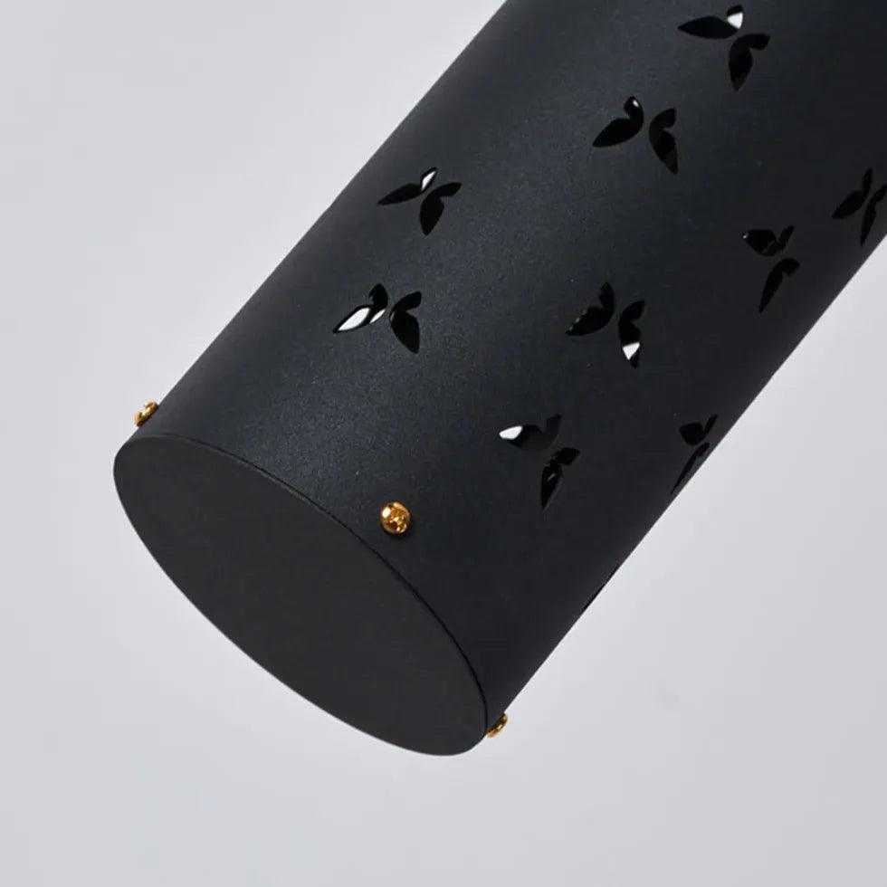 Cylindrical Butterfly Hollow Metal Black Floor Lamp - Clowas