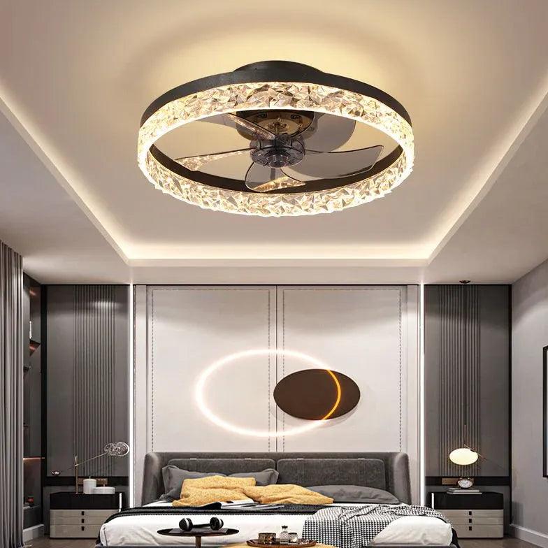 Black Round Ceiling Fan Pendant Light - Clowas
