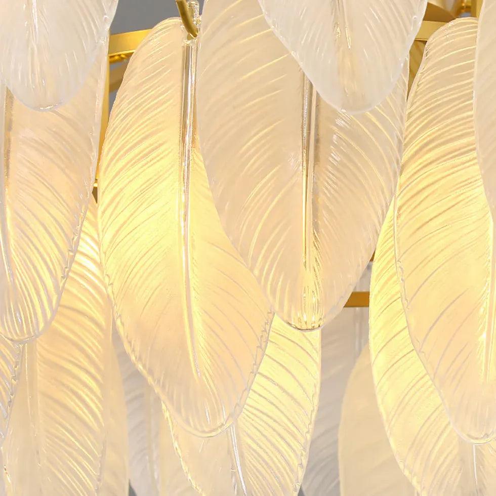 Golden Frame Translucent Glass Leaf Pendant Light - Clowas
