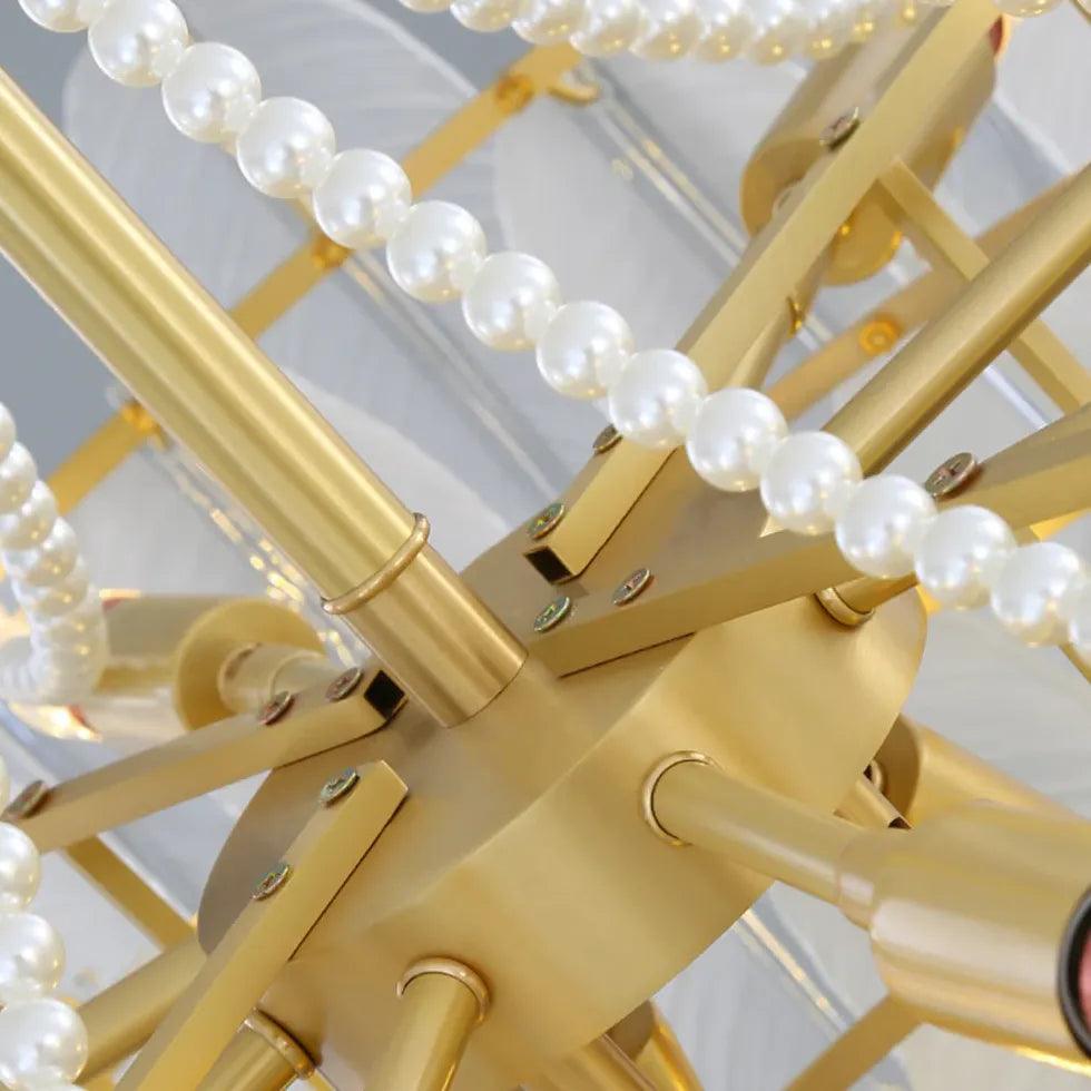 Golden Frame Translucent Glass Leaf Pendant Light - Clowas