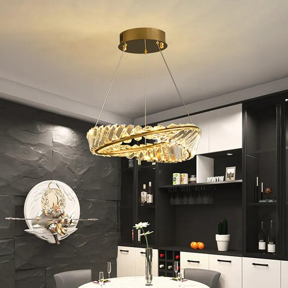 Wavy Round Ring Modern Crystal Pendant Light - Clowas