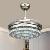 Round Crystal Silver Luxury Modern Pendant Light - Clowas
