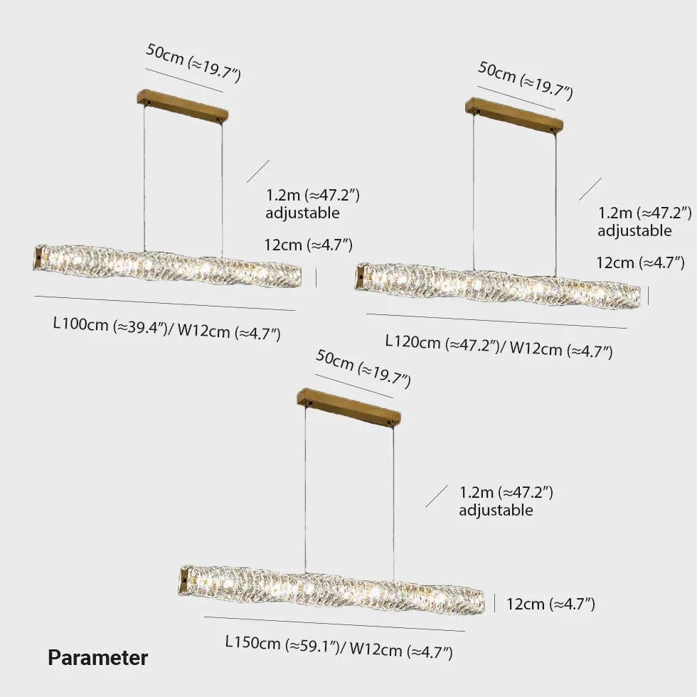 Crystal Linear Kitchen Pendant Light - Clowas