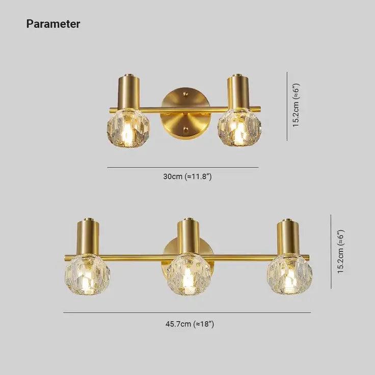 Crystal Gold Modern Bathroom Wall Lights - Clowas