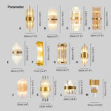 Gold Columnar Crystal Bedroom Wall Lights - Clowas