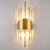 Gold Columnar Crystal Bedroom Wall Lights - Clowas