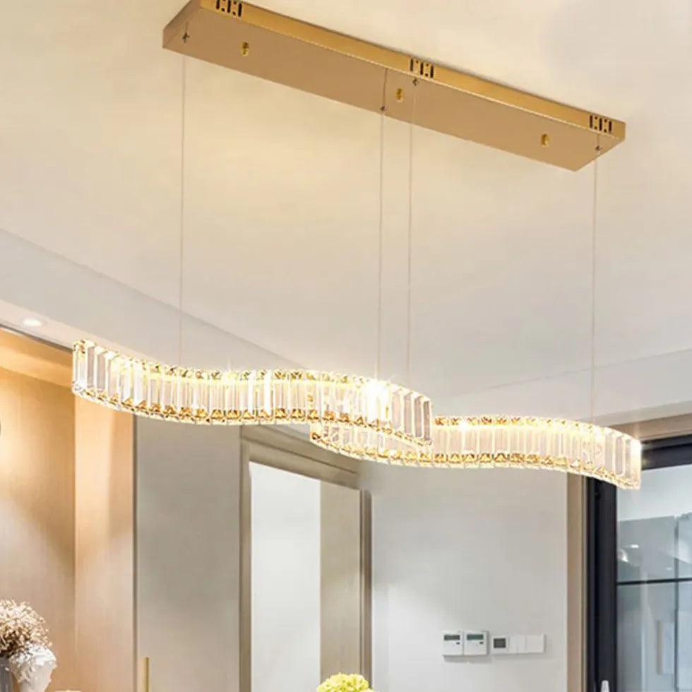 Two-Wave Crystal Pendant Light for Dining Room - Clowas