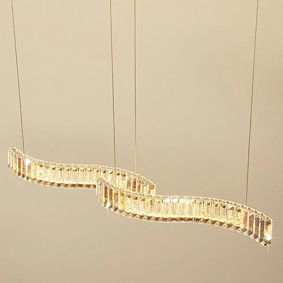 Two-Wave Crystal Pendant Light for Dining Room - Clowas
