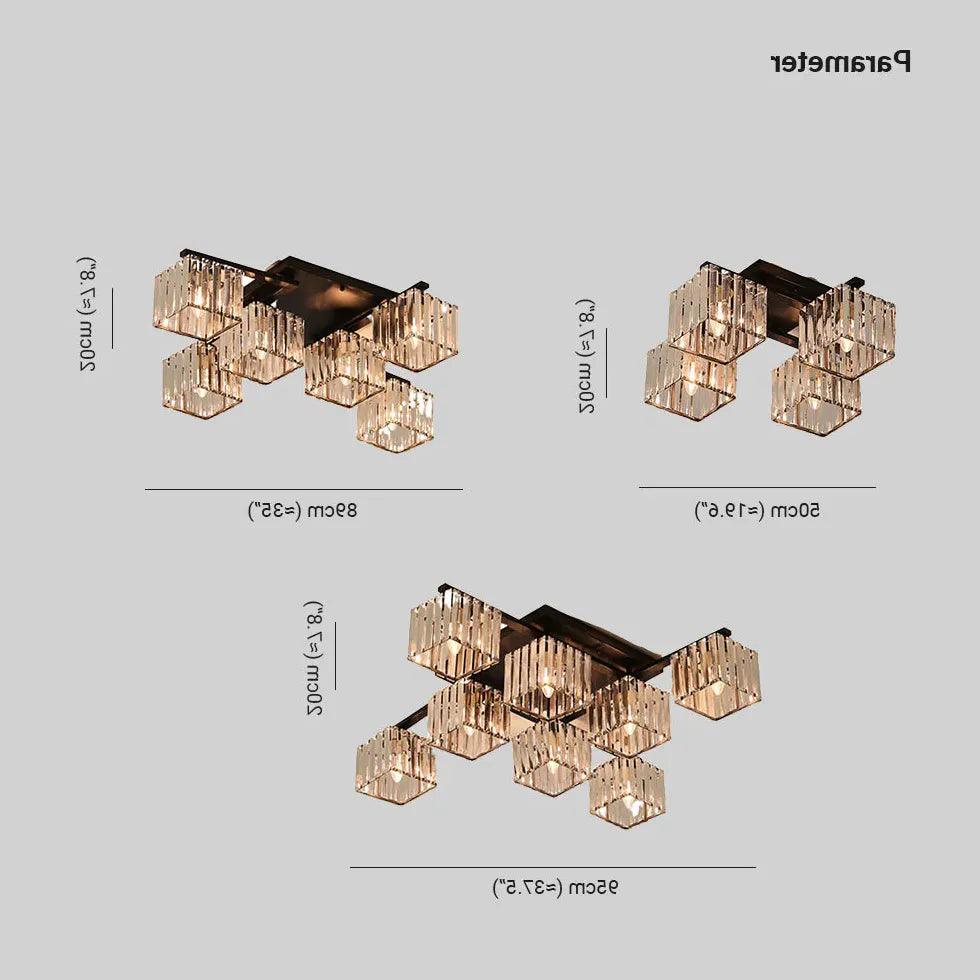 Multi-Head Cube Glass Modern Ceiling Light - Clowas