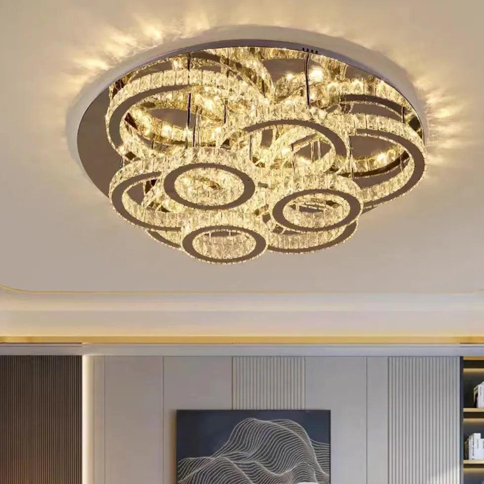 Irregular Multi-Ring Crystal Luxury Ceiling Light - Clowas