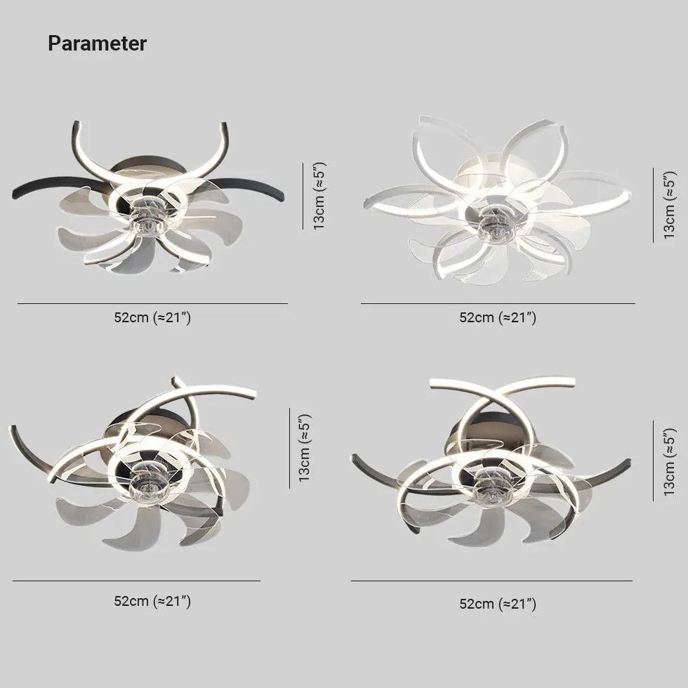 Half-Ring Adjustable Ceiling Fan with Light - Clowas