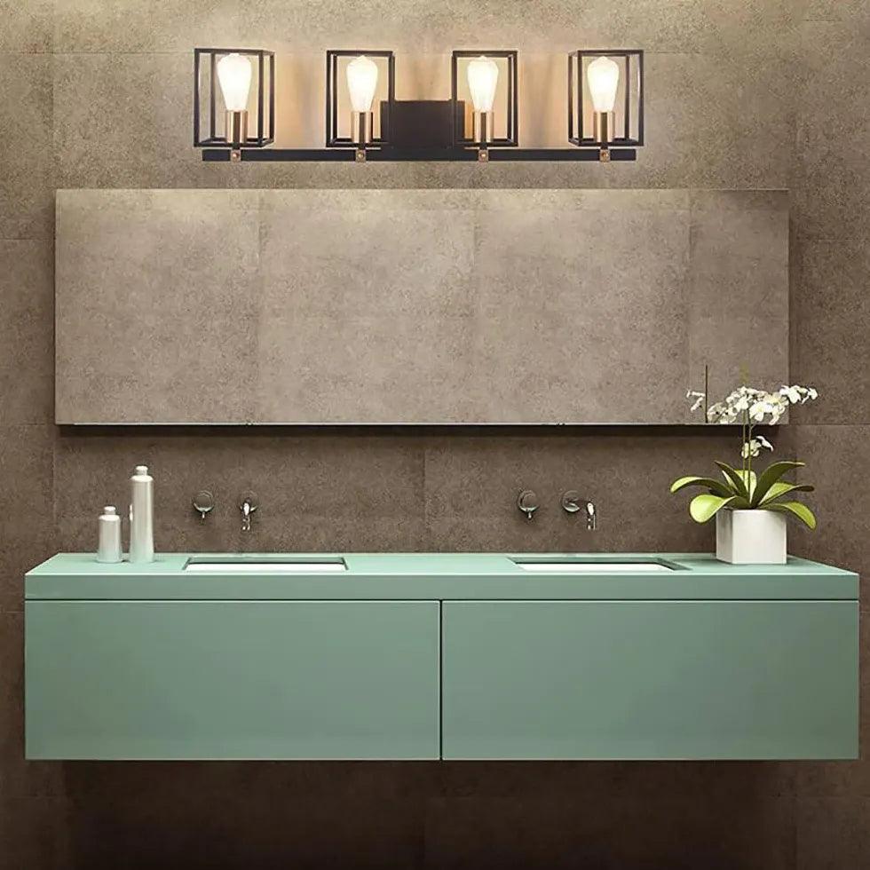 Lantern Black Industrial Bathroom Wall Lights - Clowas