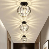 Lantern Iron Frame Crystal Flush Ceiling Lights - Clowas