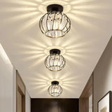 Lantern Iron Frame Crystal Flush Ceiling Lights - Clowas