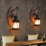 Lantern-Shaped Vintage Wooden Wall Light - Clowas