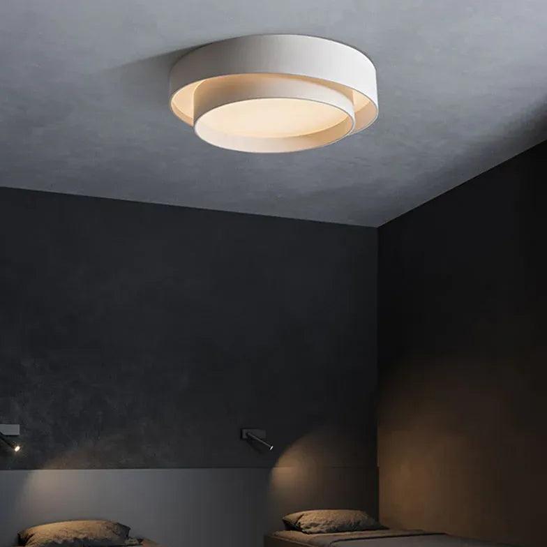 Layered Circular Modern White Flush Ceiling Lights - Clowas