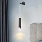 Black Hanging Cylindrical Wall Lamp - Clowas