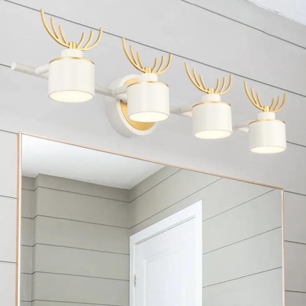 Gold Antler White Lampshade Bathroom Wall Lights - Clowas