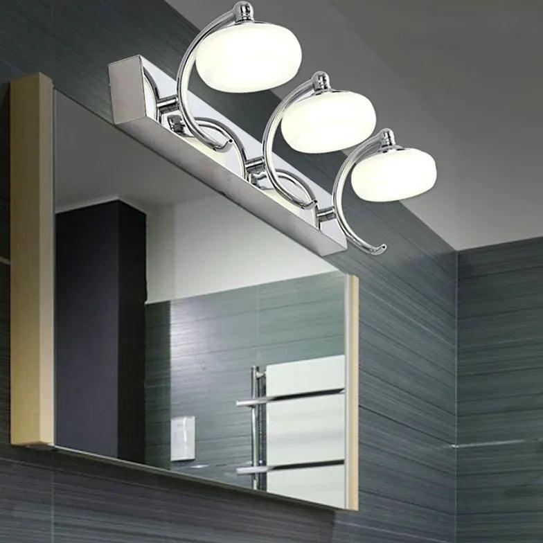 Lantern Shaped Glass Silver Bathroom Wall Lights - Clowas