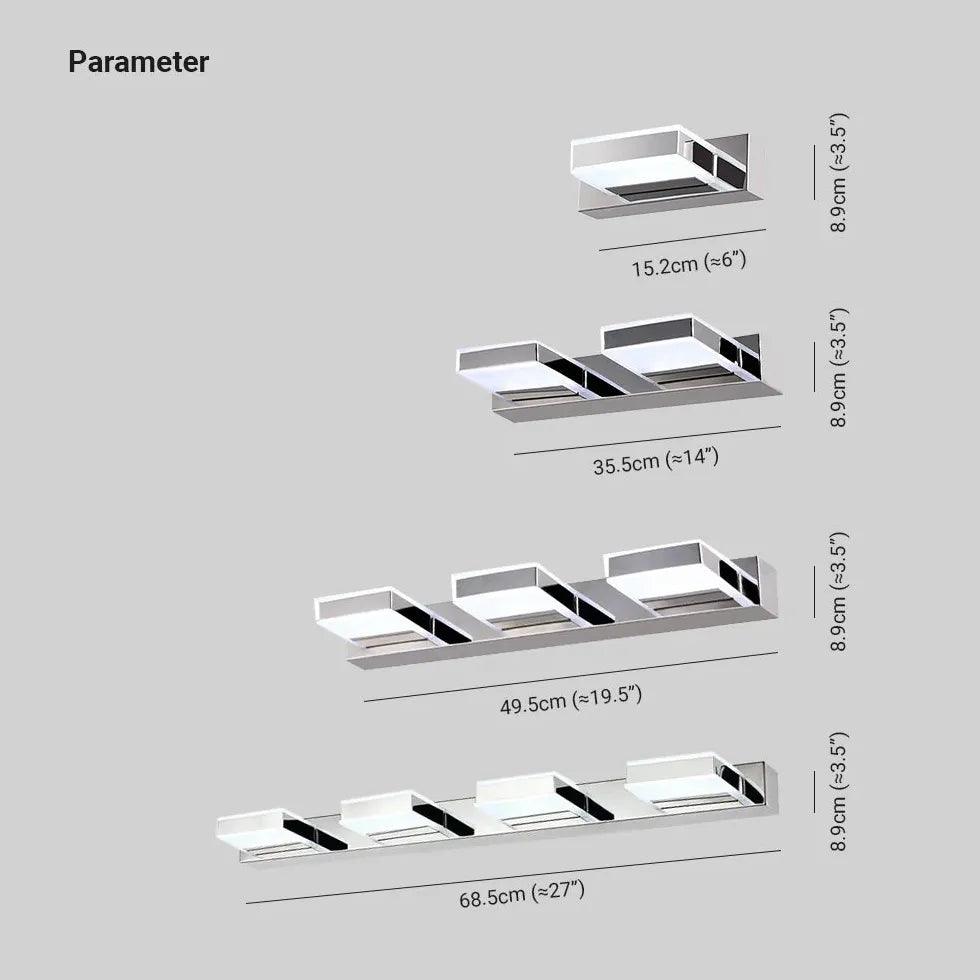 Chrome Square Modern Bathroom Mirror Lights - Clowas