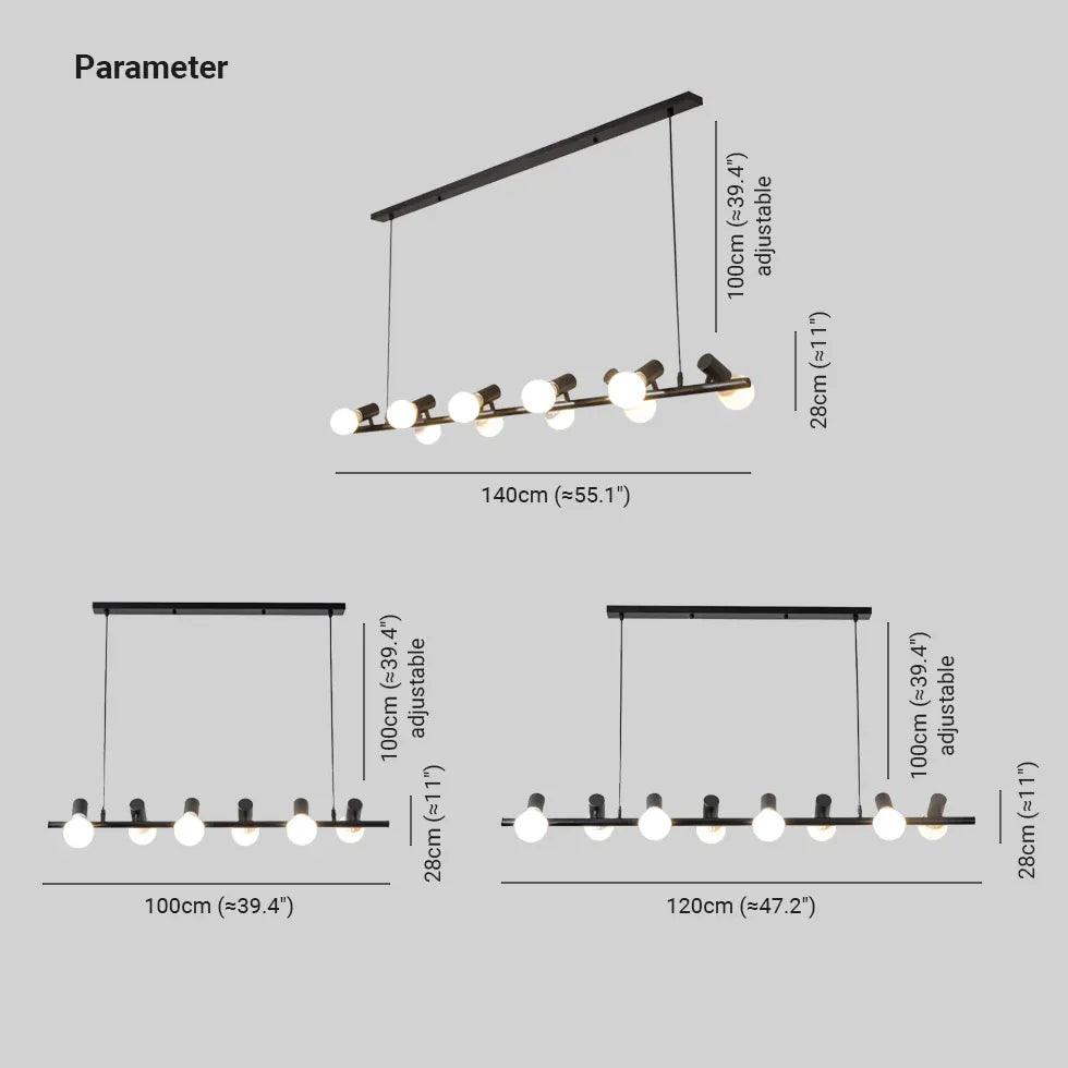 Long Light Bulb Black Industrial Chandelier - Clowas