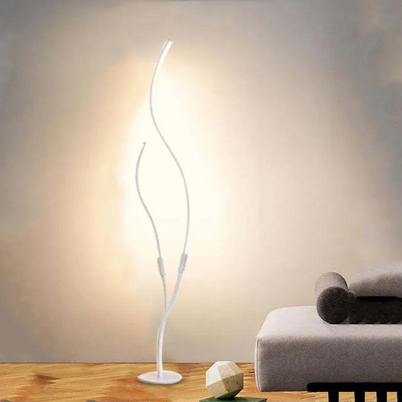 White Double-Tube Streamlined Floor Lamp - Clowas