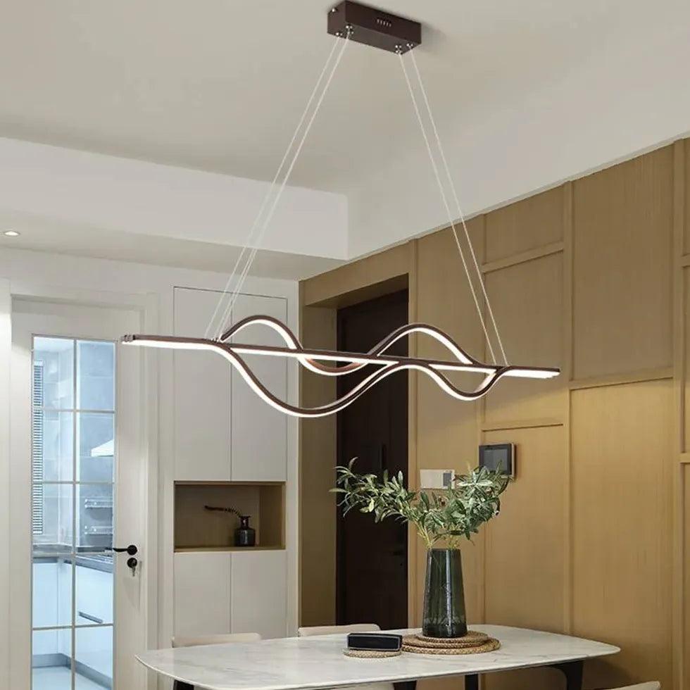 Simple Curved Black Dining Room Pendant Light - Clowas