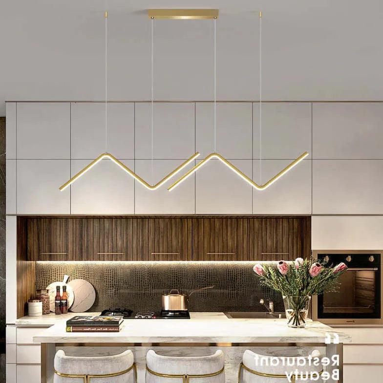 Black Modern Wavy Linear Chandelier - Clowas