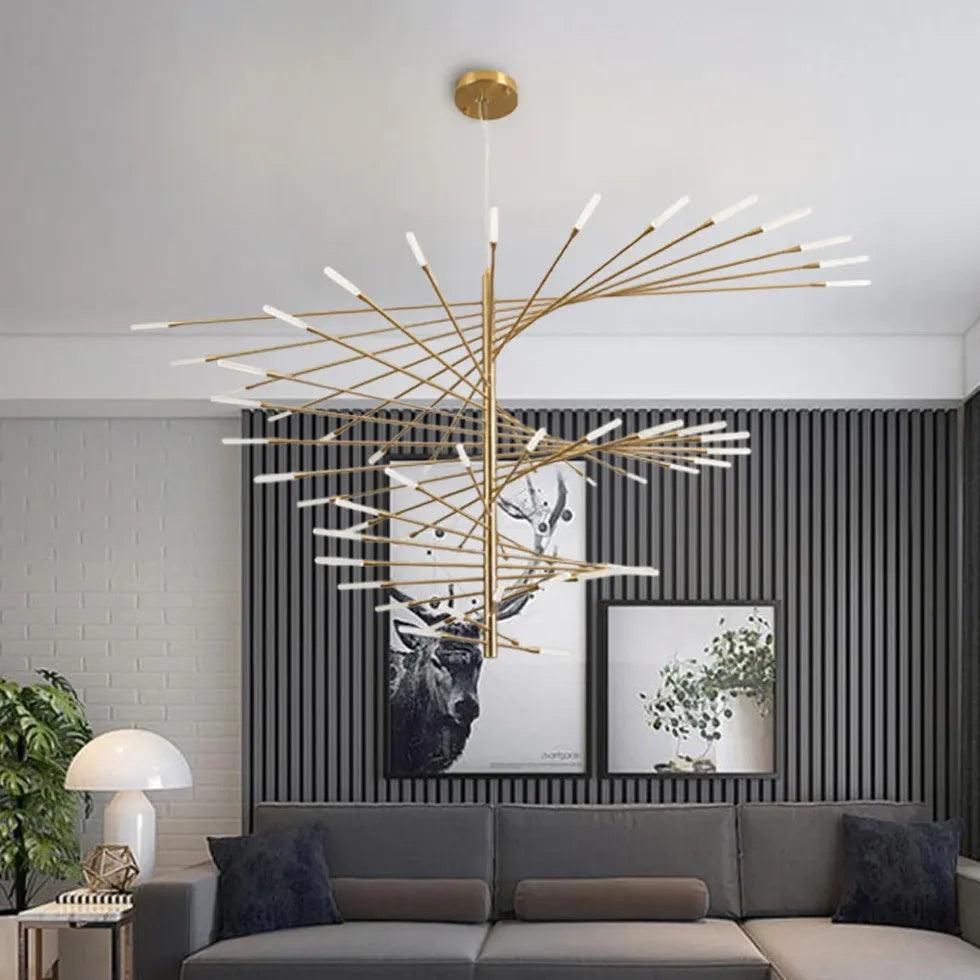 Extended Branch Structure Black Modern LED Chandelier - Clowas