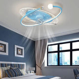 Blue Starry Sky Bedroom Ceiling Fan With Light - Clowas