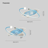 Blue Starry Sky Bedroom Ceiling Fan With Light - Clowas