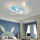 Blue Starry Sky Bedroom Ceiling Fan With Light - Clowas