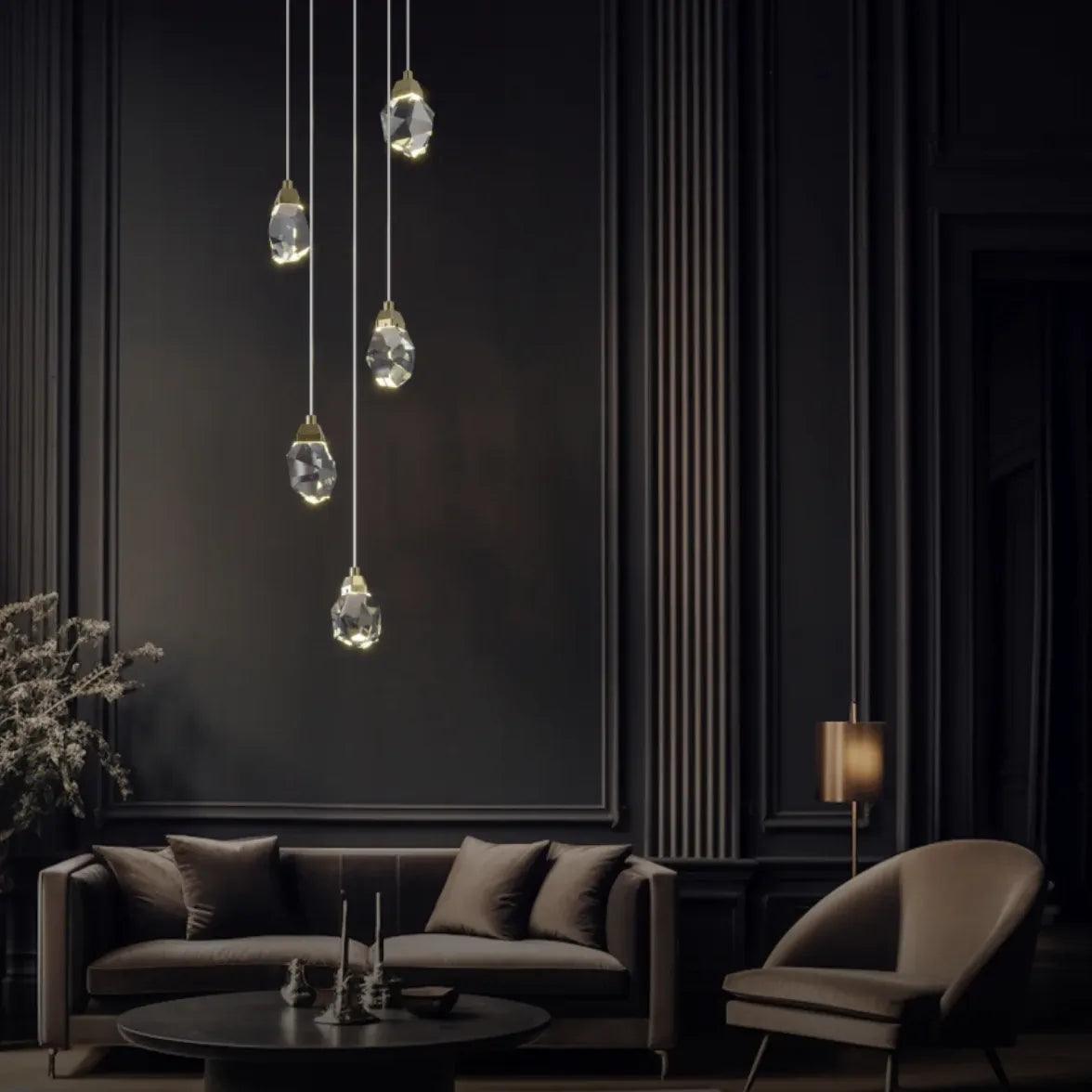 Water Drop Glass Gold Pendant Light - Clowas