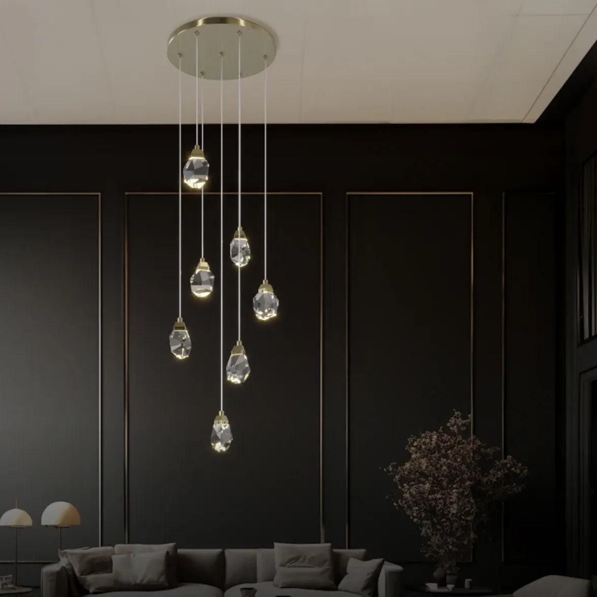 Water Drop Glass Gold Pendant Light - Clowas