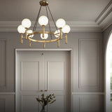 Plant Spherical Lampshade Glass Gold Chandelier - Clowas