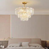 Snowflakes Multilayer Glass Gold Chandelier - Clowas