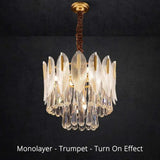 Crystal Leaf Adorned Golden Modern Chandelier - Clowas