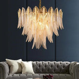 Unique Leaf-Shaped Gold Crystal Pendant Light - Clowas