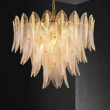 Unique Leaf-Shaped Gold Crystal Pendant Light - Clowas