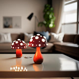 Modern Mushroom Table Lamp Glass for Bedside, Anti-Glare