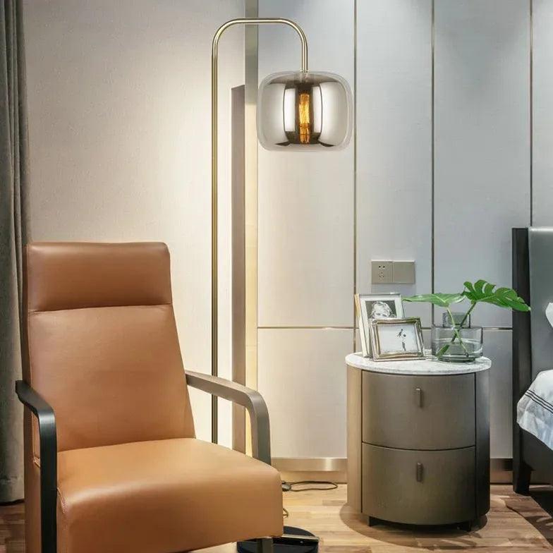 Metal Curved Glass Living Room Floor Lamp - Clowas