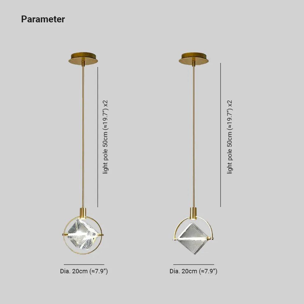 Metal Frame Round Crystal Pendant Light - Clowas