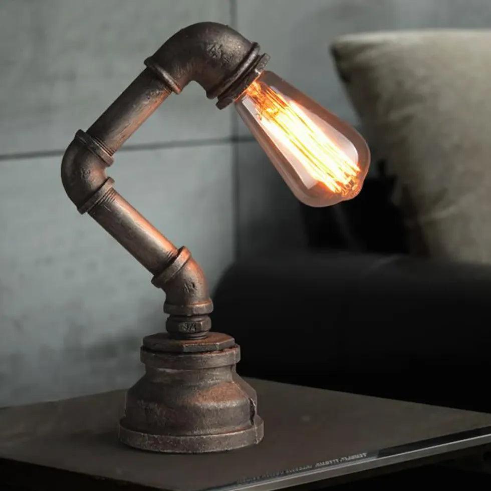 Metal Pipe-Shaped Industrial Style Desk Lamp - Clowas