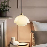 American White Glass Pendant Light for Bedroom