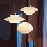 American White Glass Pendant Light for Bedroom